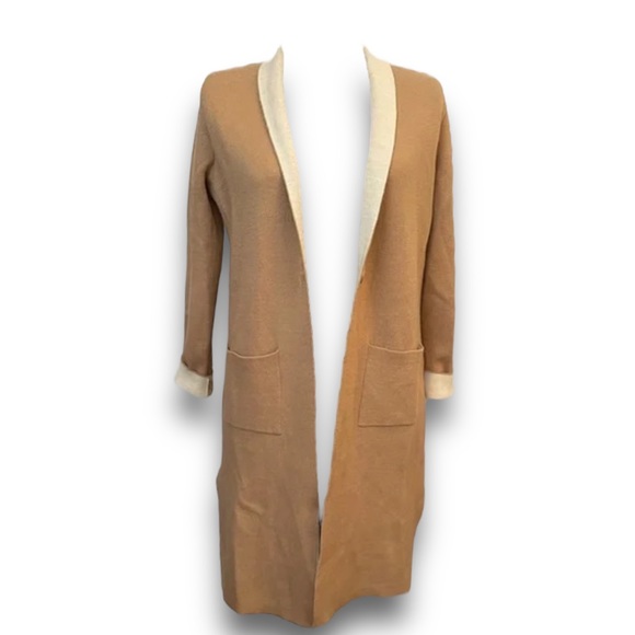 Paul Costelloe Sweaters - Paul Costelloe Black Label Merino Wool Blend Long Tan Cardigan | Sz Large L
